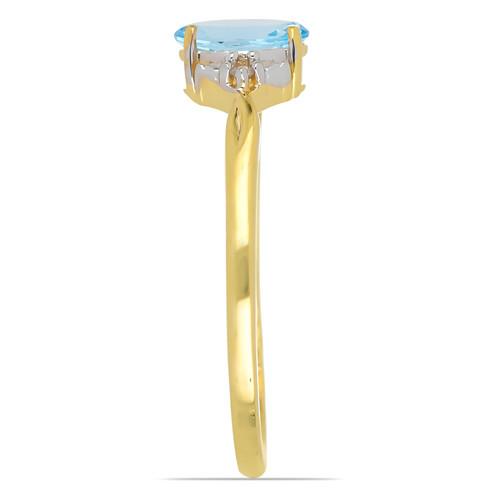 14K GOLD REAL SWISS BLUE TOPAZ GEMSTONE CLASSIC RING